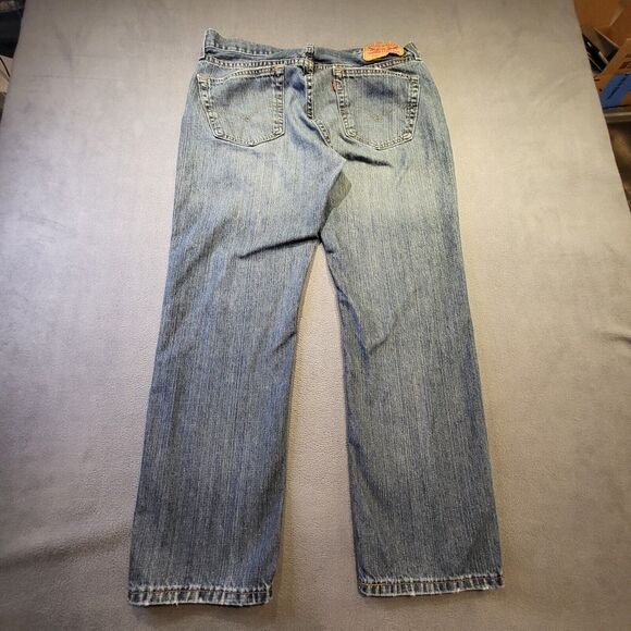 Levis 559 Mens 34x29 Relaxed Fit Straight Leg Blue Denim Distressed Jeans - Picture 10 of 10